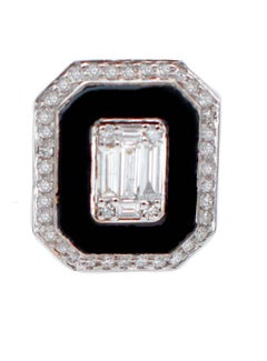 White Diamonds, Enamel, 18 Karat White Gold Stud Earrings