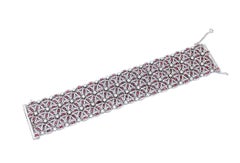 19, 44 carat White Diamonds, Rubies, 14 Karat White Gold Flower Theme Bracelet