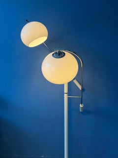 White Dijkstra Mushroom Swing Arm Space Age Floor Lamp, 1970s