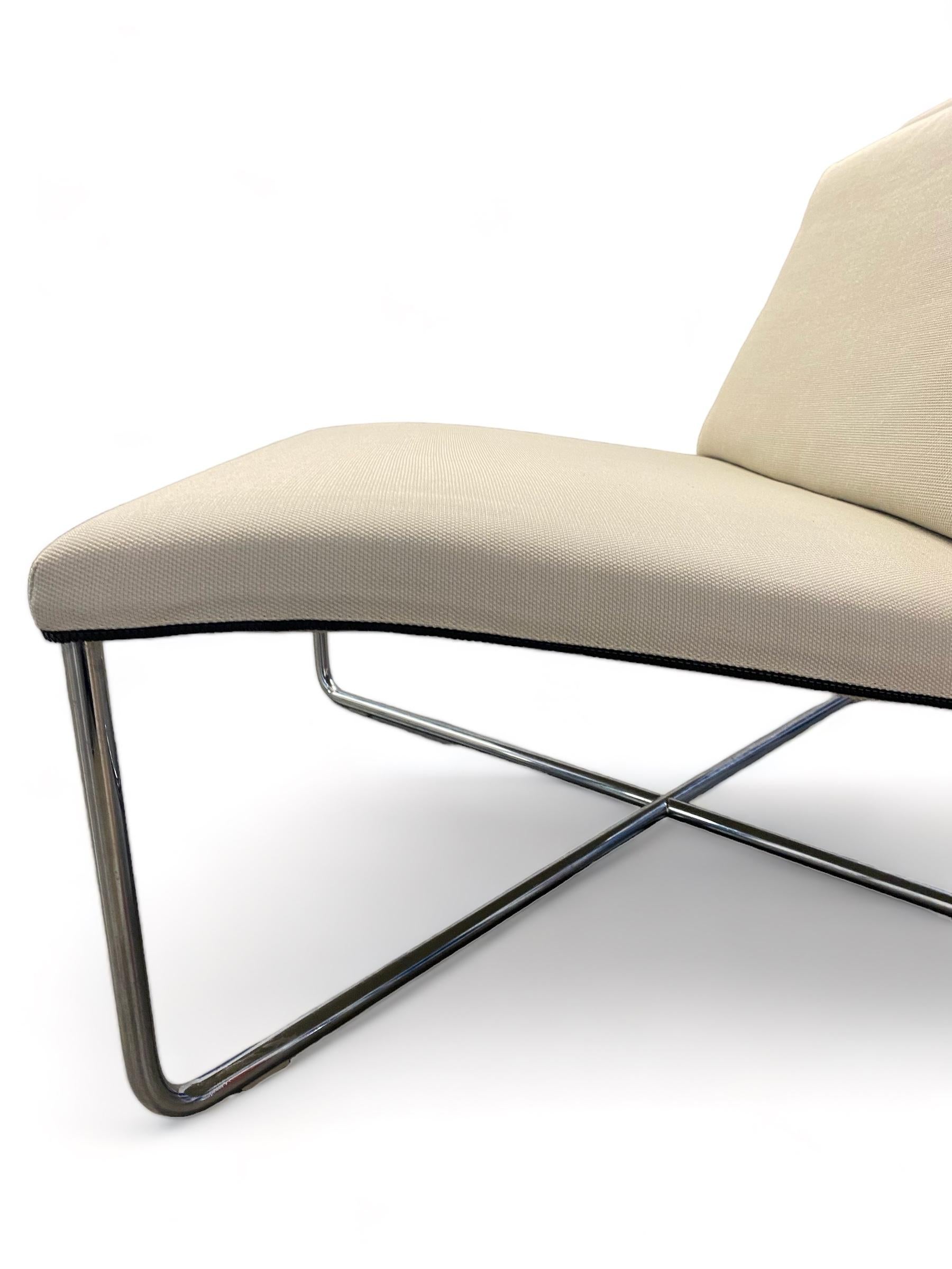 Linen White Diller chair designed by Rodolfo Dordoni for Minotti, Italy.