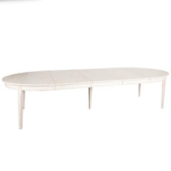 White Dining Table With 3 Leaves, Sweden circa 1860-80