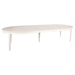 White Dining Table With 3 Leaves, Sweden circa 1860-80