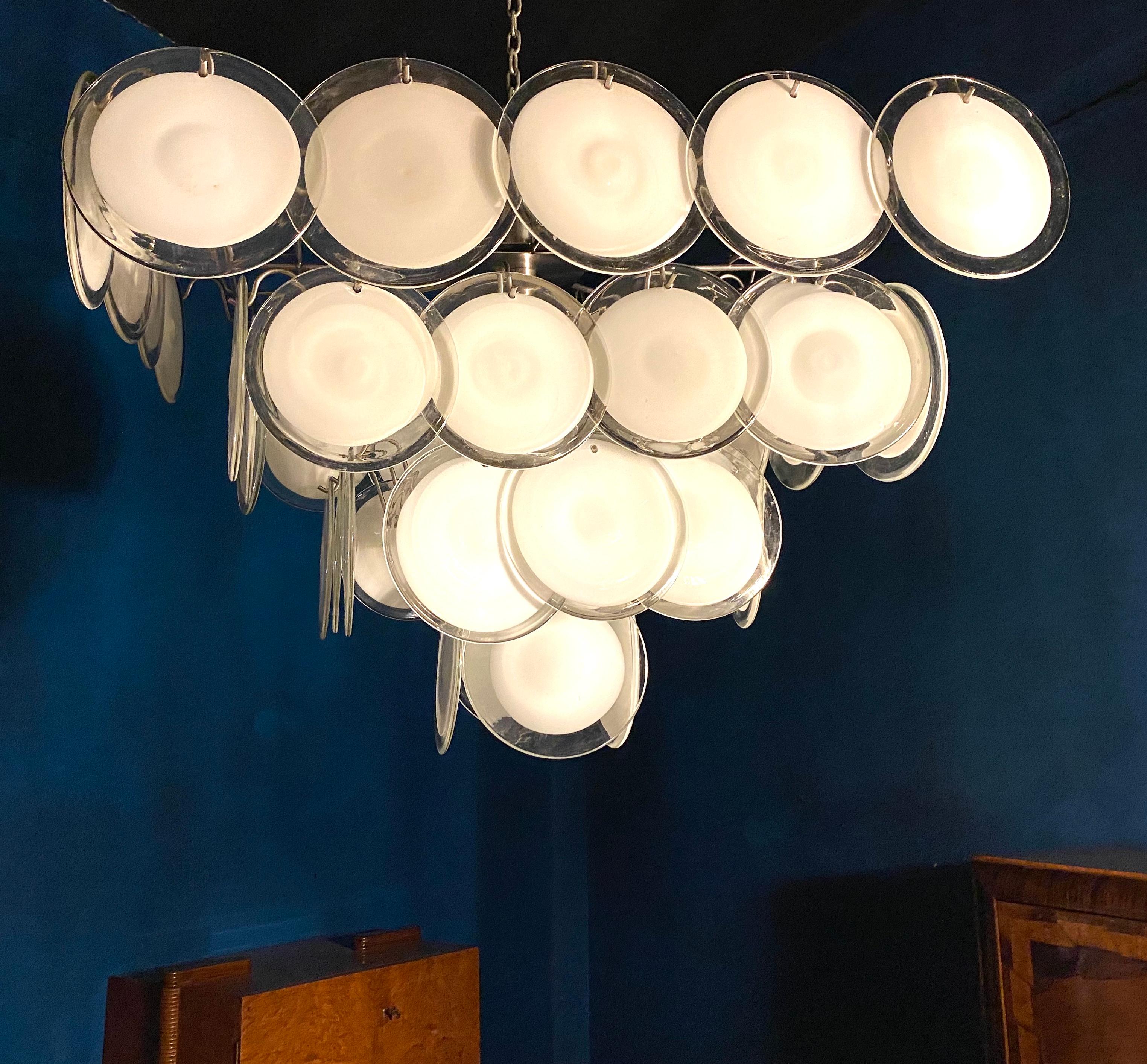White Disc Murano Chandelier, 1970s For Sale 2