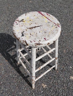 White Distressed Artists Shop Stool
