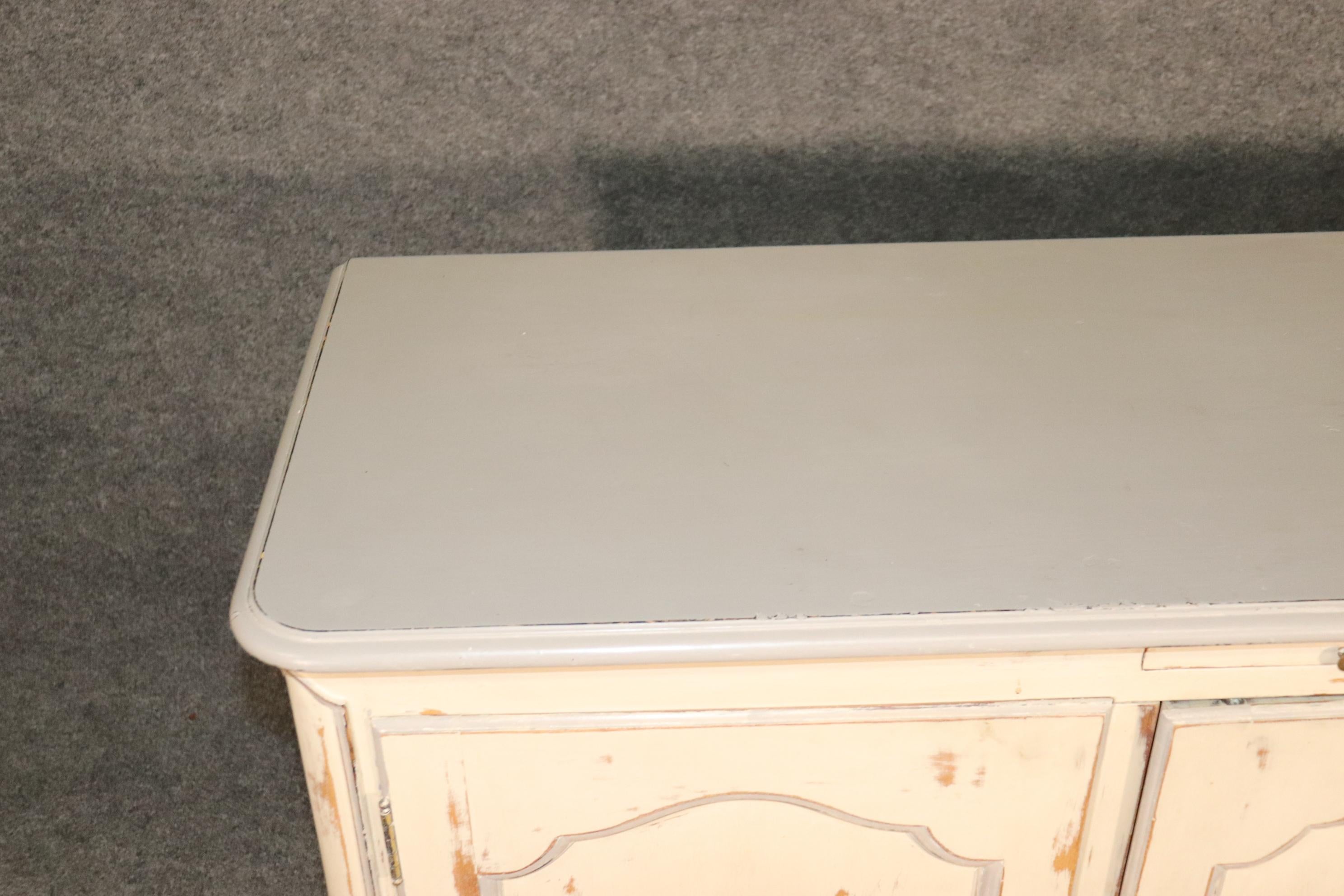 White Distressed Painted Bodart Louis XV Country French Sideboard Buffet 6