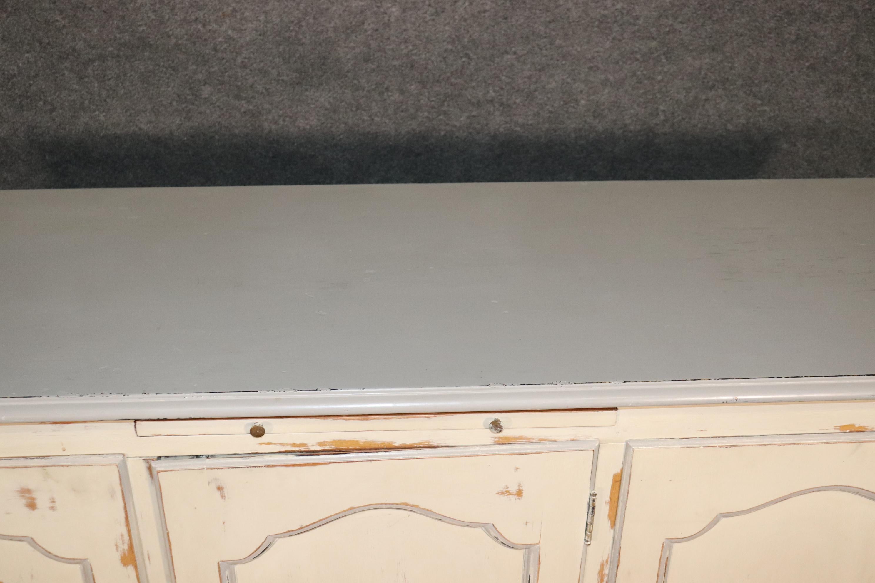 White Distressed Painted Bodart Louis XV Country French Sideboard Buffet 7