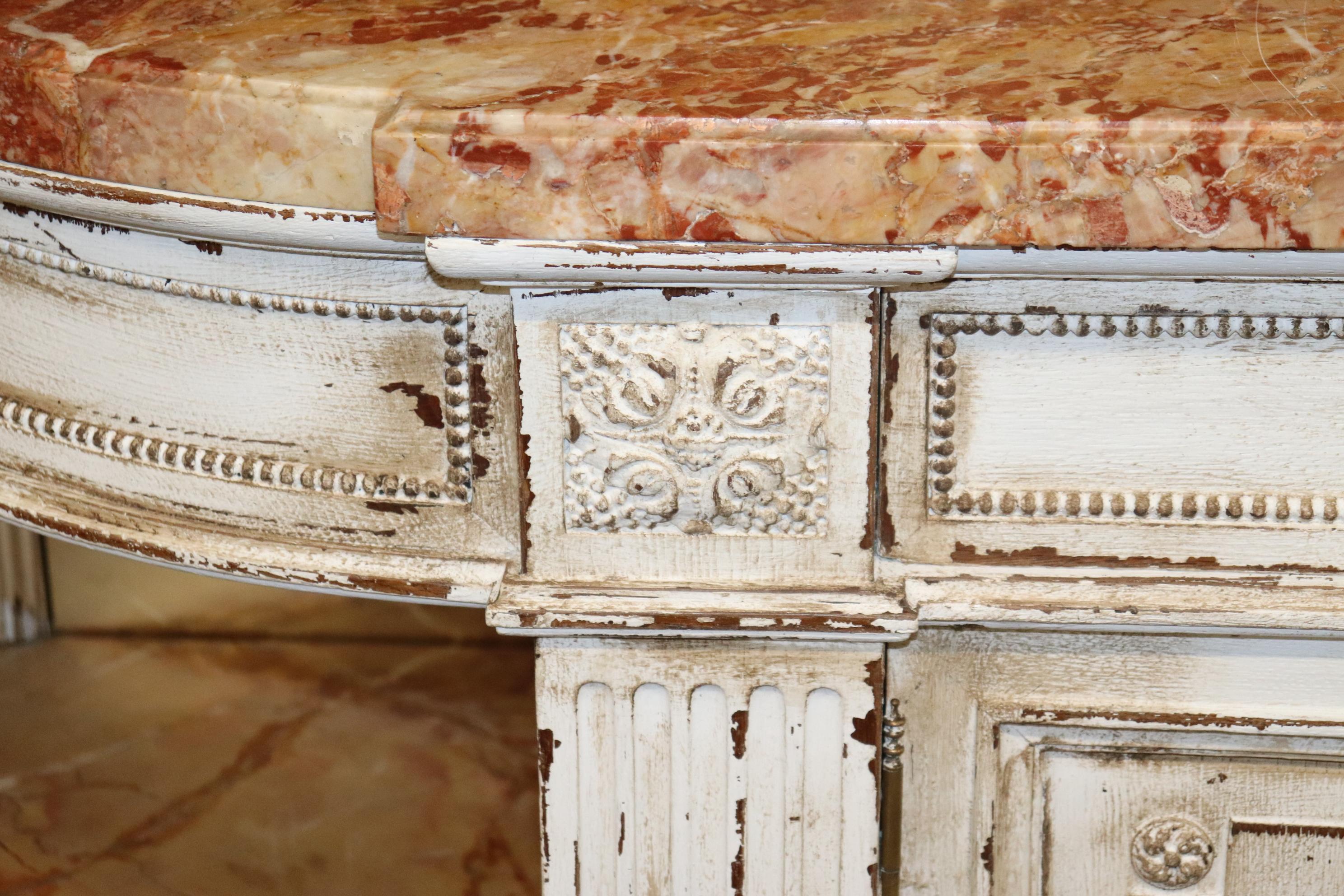 White Distressed Painted Directoire Grand Louis XVI French Sideboard Buffet 5