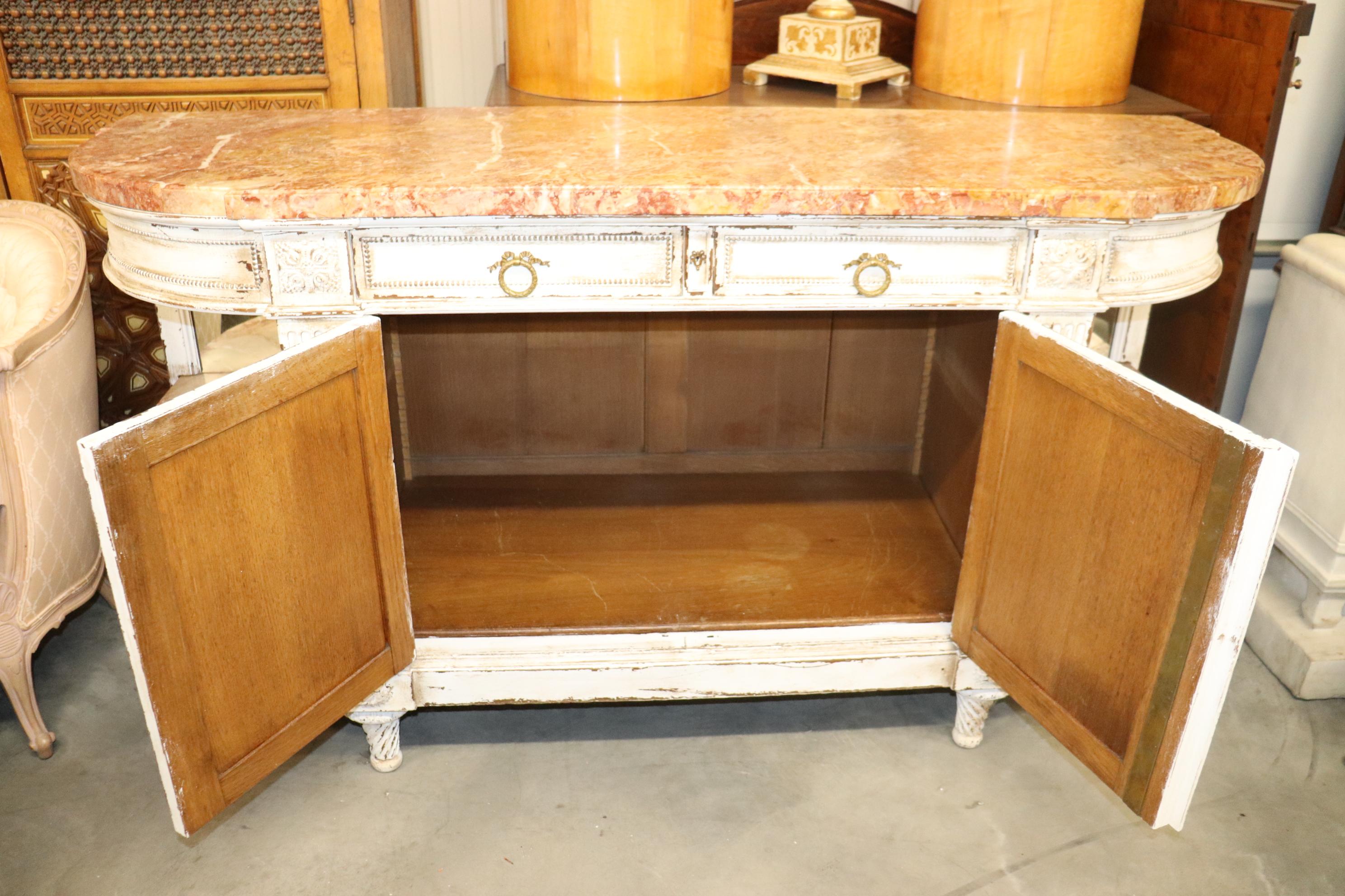 White Distressed Painted Directoire Grand Louis XVI French Sideboard Buffet 11
