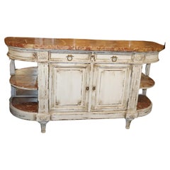 Antique White Distressed Painted Directoire Grand Louis XVI French Sideboard Buffet