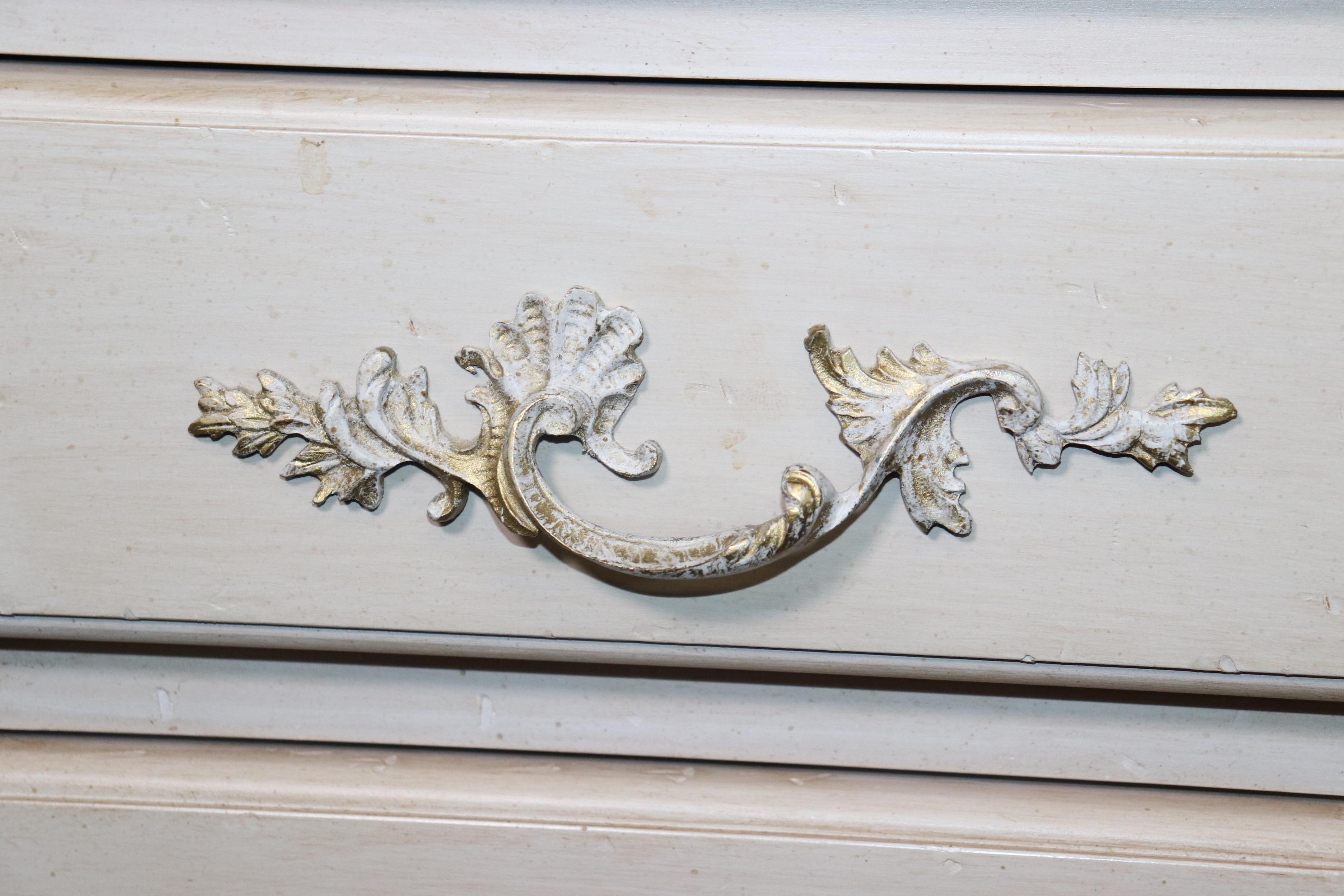 White Distressed Painted French Louis XV Style Ladies Vanity Writing Desk For Sale 3