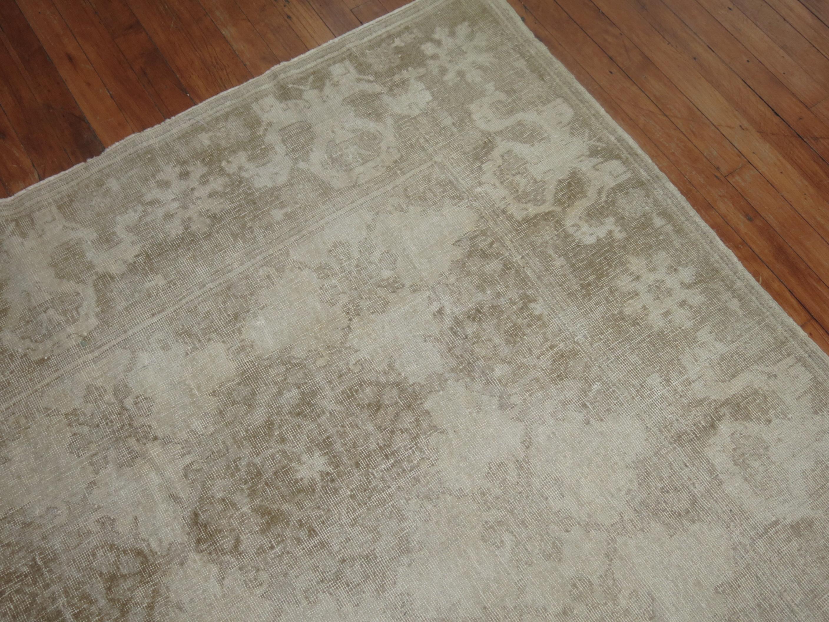 White Distressed Vintage Khotan Rug In Distressed Condition In New York, NY