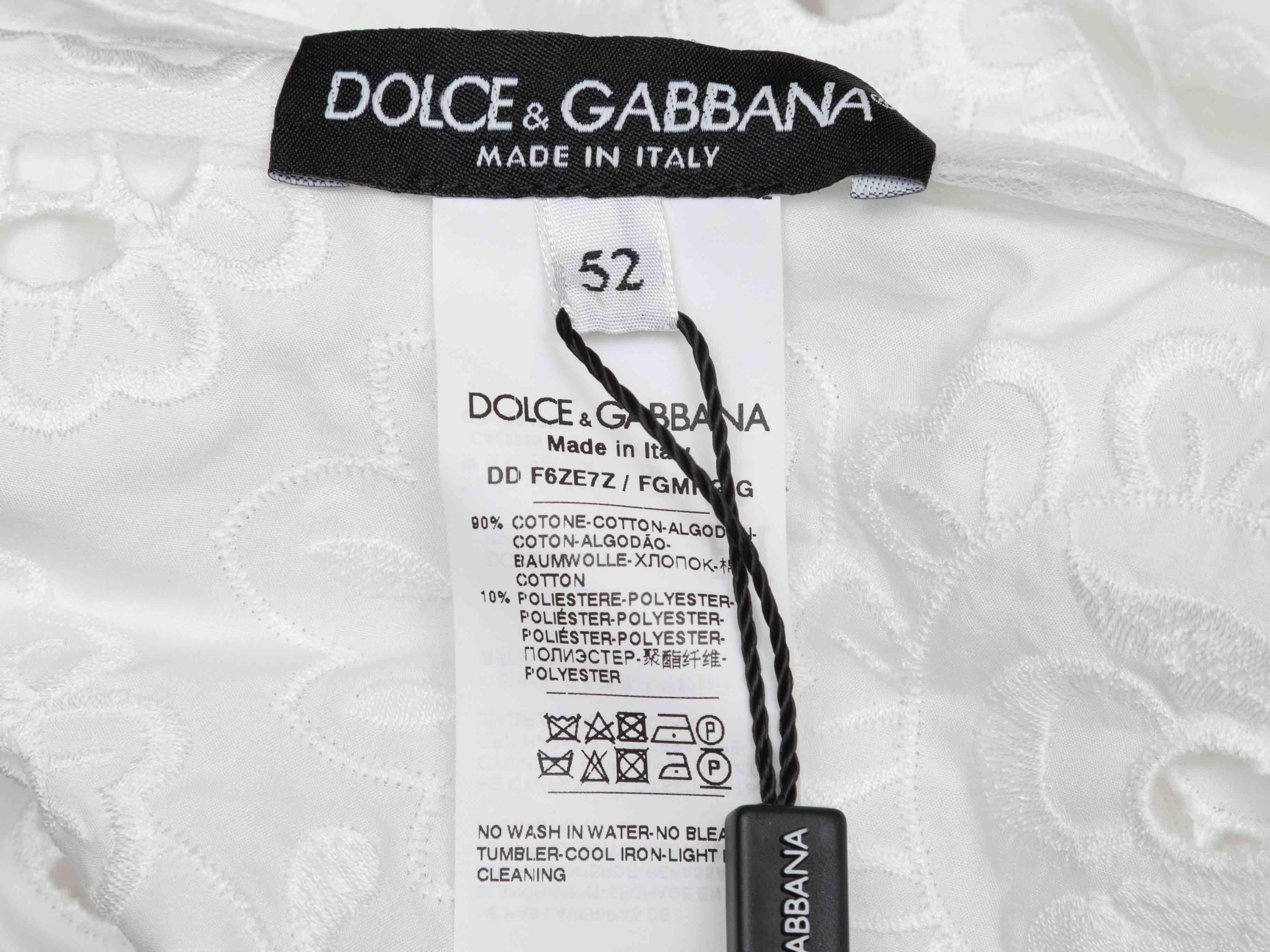 Weißes Dolce & Gabbana Langärmeliges Ösenkleid Größe IT 52 Damen im Angebot