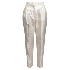 Weiße Dolce & Gabbana Seidenhosen in Kegelform Größe IT 44