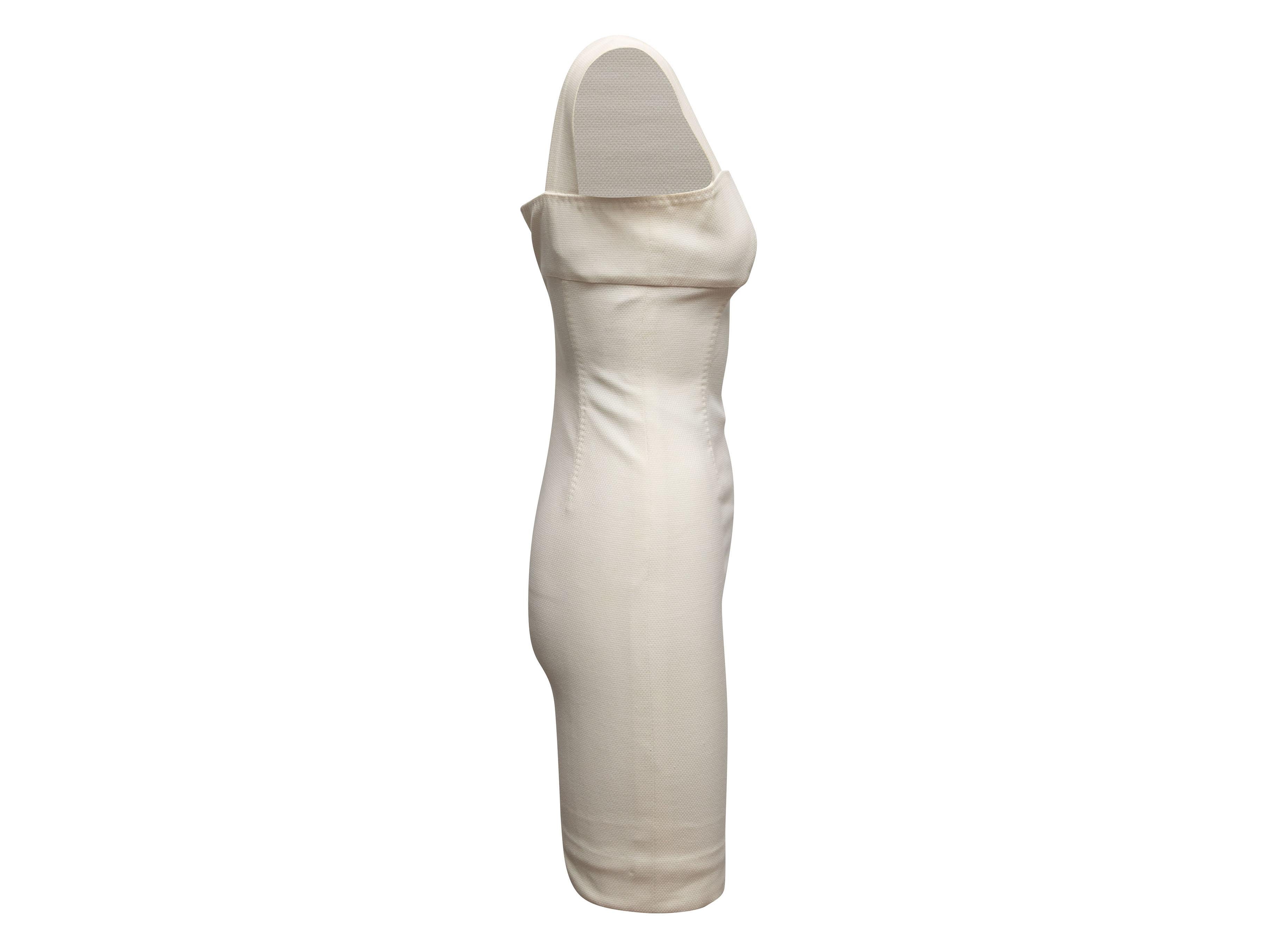 White sleeveless mini dress by Dolce & Gabbana. Square neckline. Zip closure at back. 28