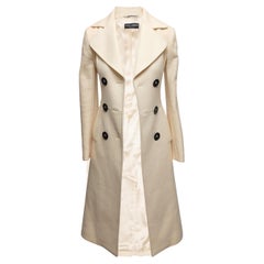 White Dolce & Gabbana Virgin Wool Long Double-Breasted Coat Size IT 38