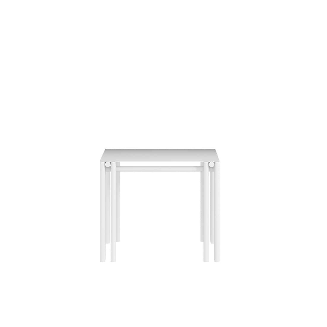 The Dolmen Square Dining Table is a tubular piece conceptualized as a dining table suitable for both, indoor and outdoor. 
Crafted by hand in galvanized aluminum and coated with a matte electrostatic finish its size can be customized.
With a table