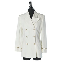 White double-breasted jacket with branded Medusa button VERSACE JEANS COUTURE