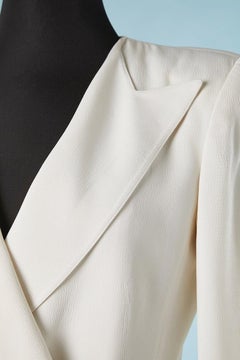 White double-breasted jacket with silver metal buttons Claude Montana