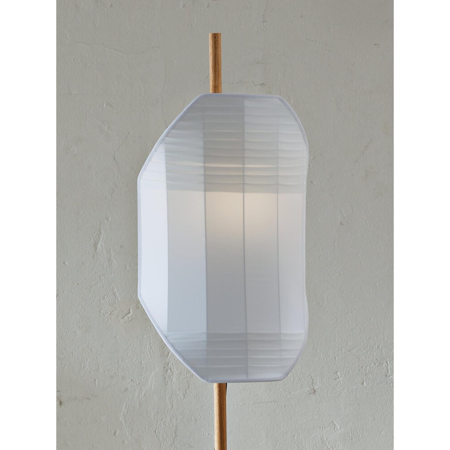 White Double Pleating Flag Floor Lamp by Servomuto
Dimensions: W 45 x D 33 x H 194 cm
Materials: Lampshade: Pleated Cotton Fabric. Structure: Tropicalizated iron bracket, oak wood stem, “Ceppo Lombardo” natural stone base.
Weight: 16 Kg. 

Inspired