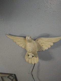White Dove Carved Wood Wall hanging Lamp