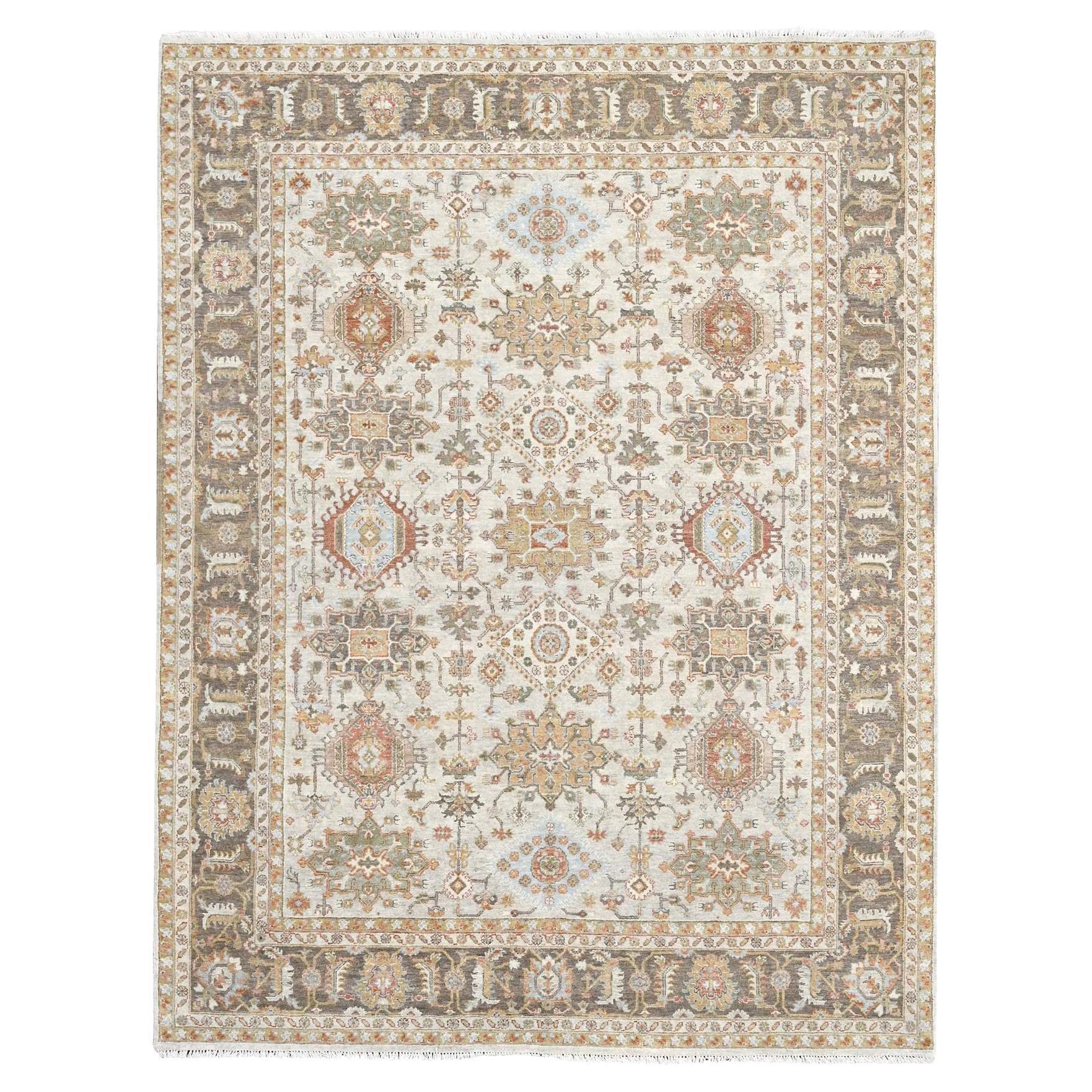 White Dove Karajeh Design Hand Knotted Soft Wool Oriental Rug 8'3" x 10'1"