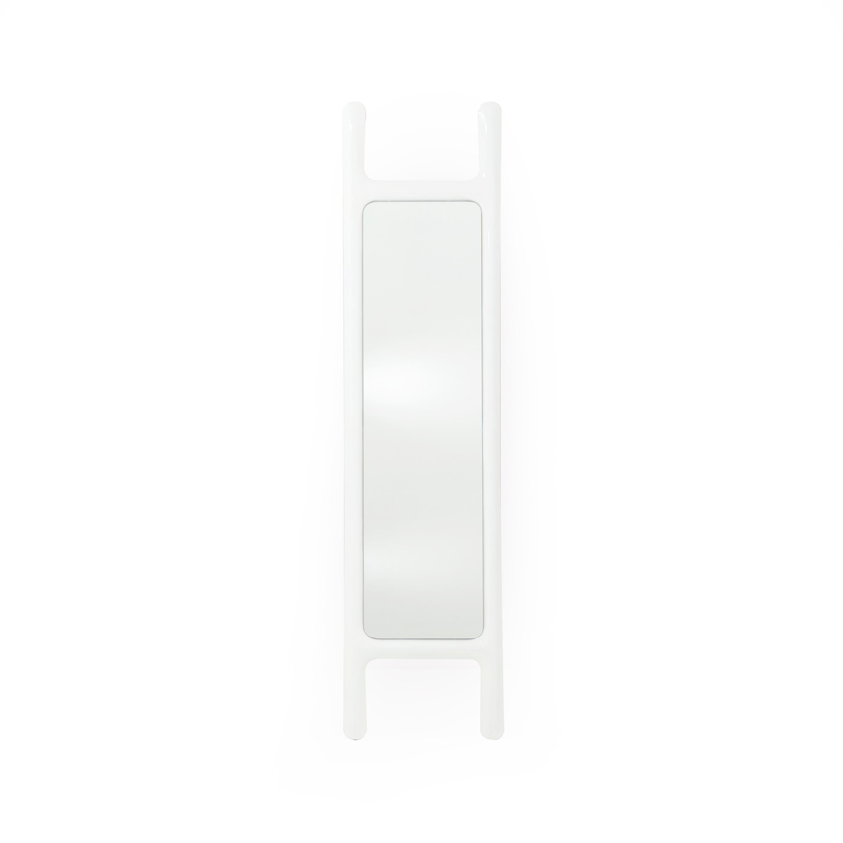 White drab sculptural wall mirror by Zieta
Dimensions: D 6 x W 46 x H 188 cm 
Material: Mirror, carbon steel. 
Finish: Powder-coated in white glossy.
Also available in colors: stainless steel, or powder-coated. 


A DRAB mirror is an object
