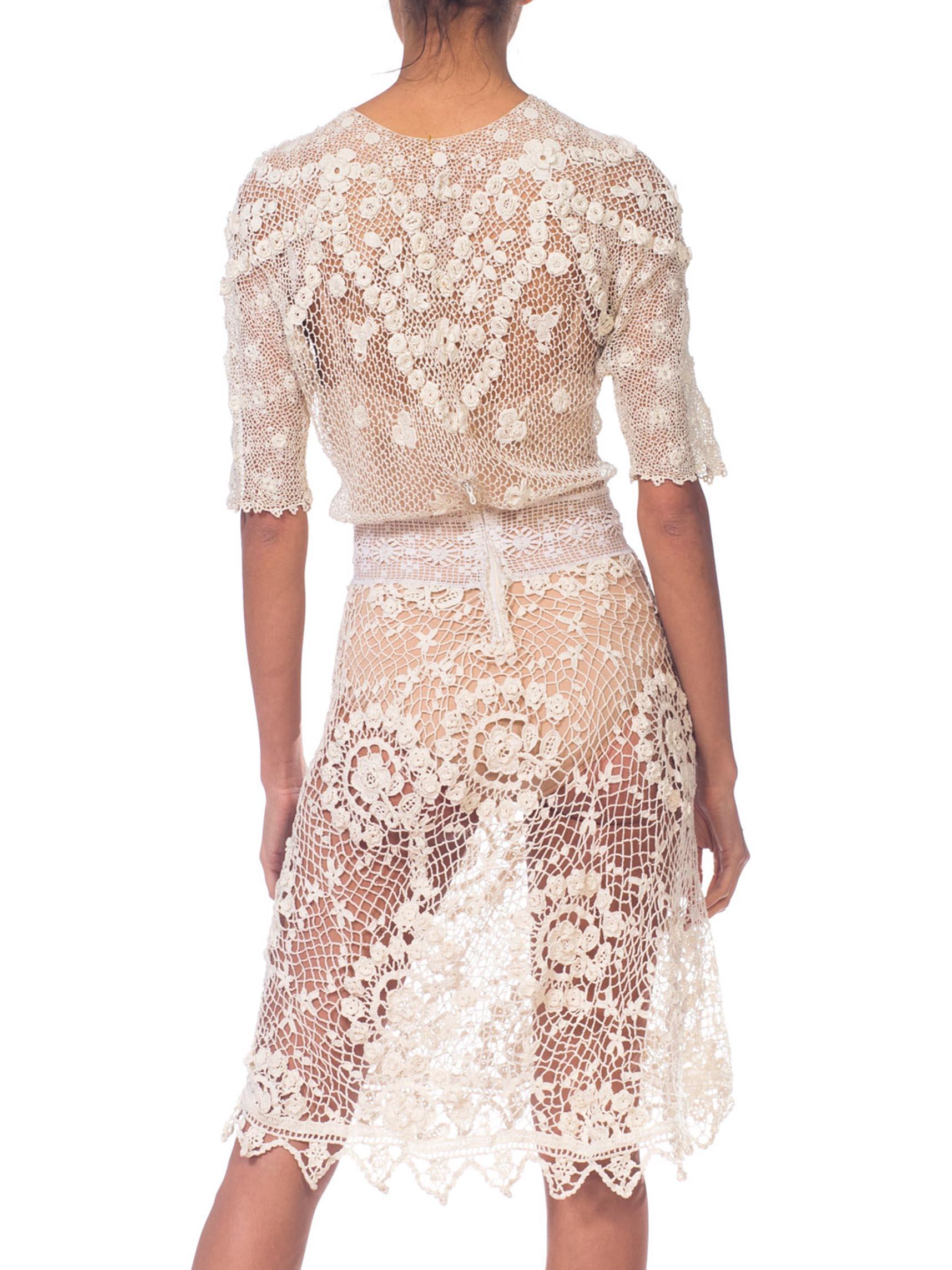Women's White Dress Made from Antique Irish Crochet & Edwardian Lace