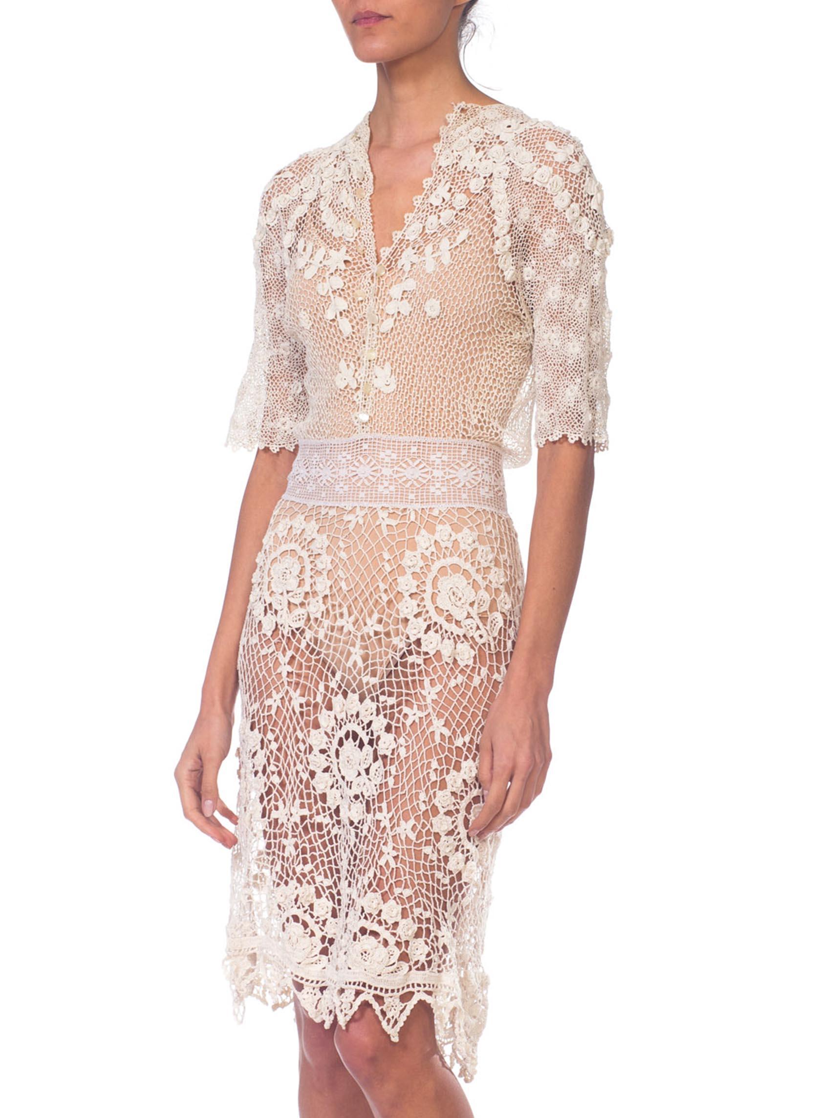 White Dress Made from Antique Irish Crochet & Edwardian Lace 1