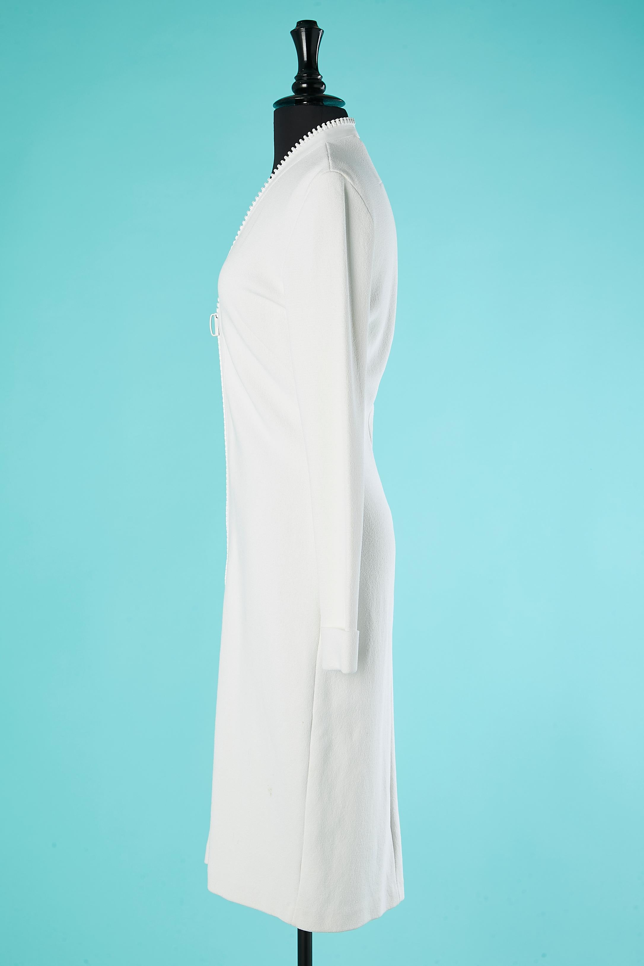 Gray White dress with oversize zip middle front Givenchy by Ricardo Tisci Spring 2016 For Sale