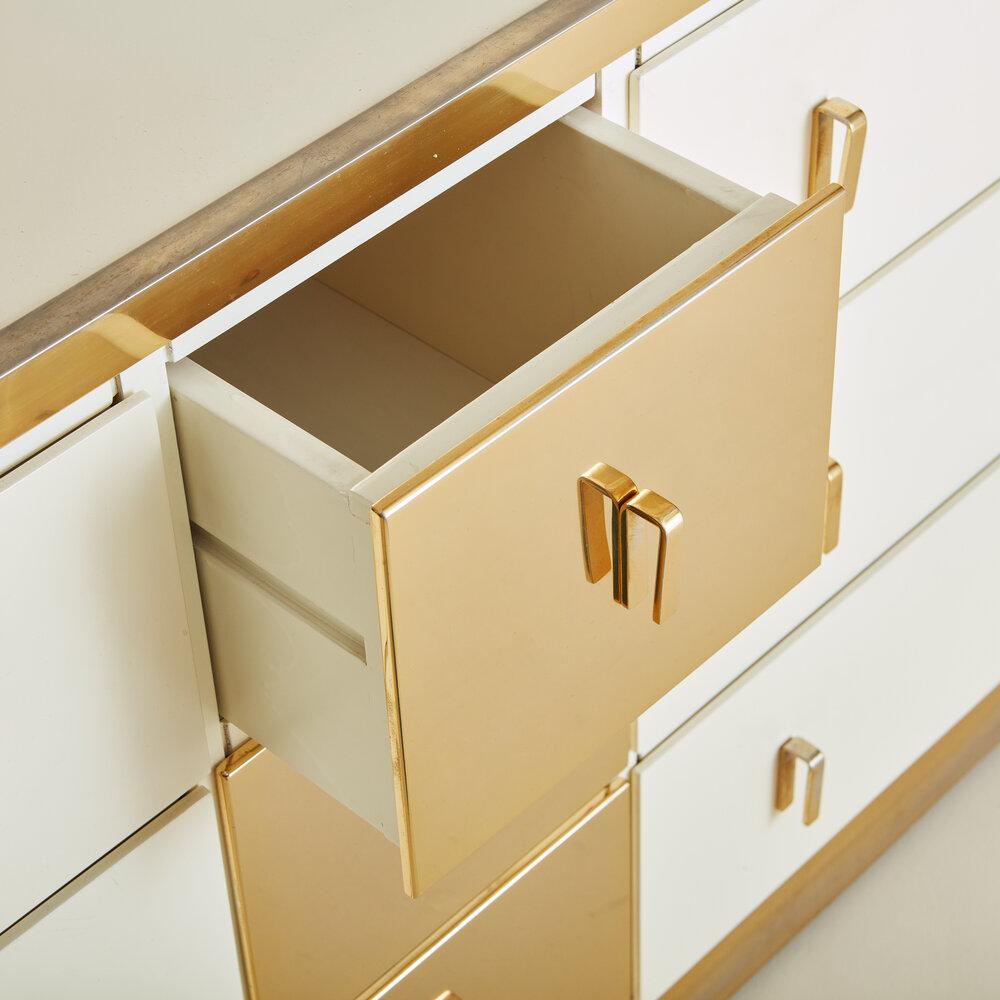 White Dresser With Brass Details by Luciano Frigerio for Frigerio DI Desio 4