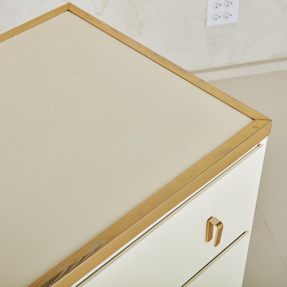 White Dresser With Brass Details by Luciano Frigerio for Frigerio DI Desio 5