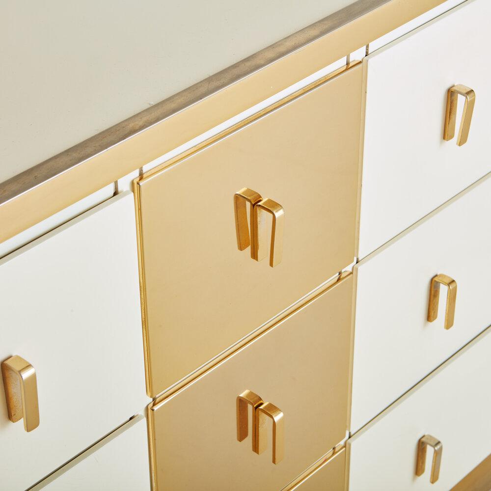 White Dresser With Brass Details by Luciano Frigerio for Frigerio DI Desio 9