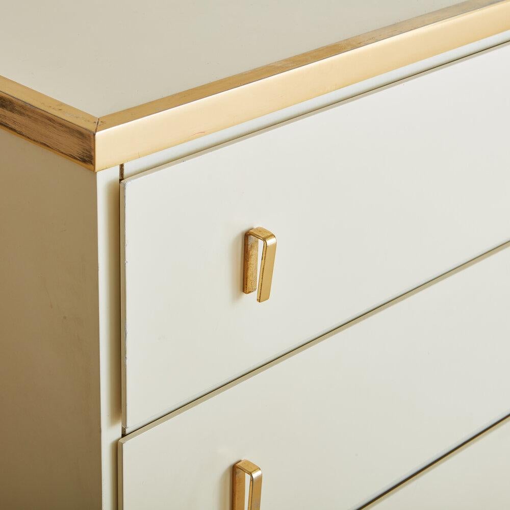 White Dresser With Brass Details by Luciano Frigerio for Frigerio DI Desio 10