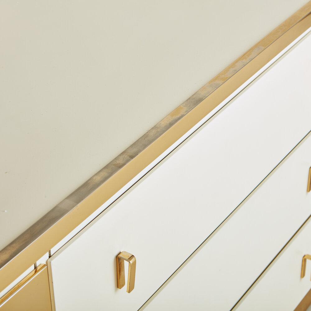 White Dresser With Brass Details by Luciano Frigerio for Frigerio DI Desio 12