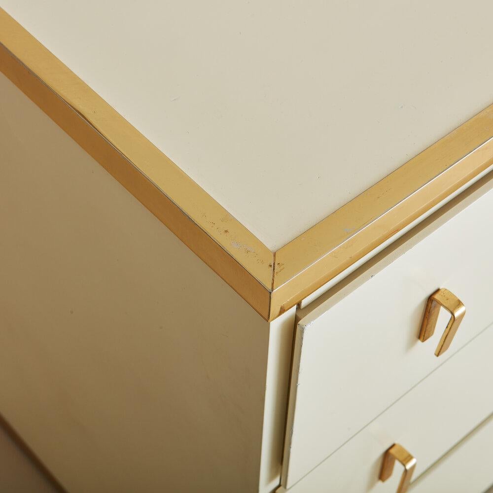 Late 20th Century White Dresser With Brass Details by Luciano Frigerio for Frigerio DI Desio