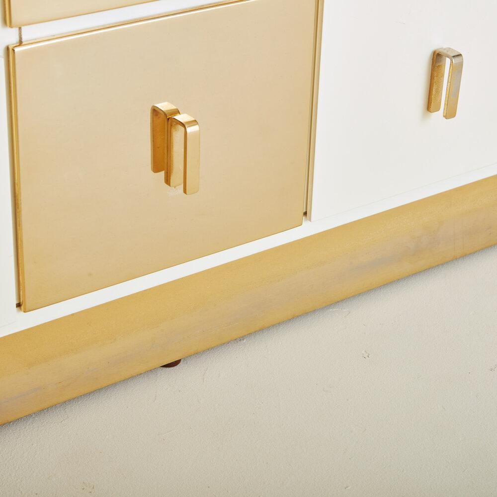 White Dresser With Brass Details by Luciano Frigerio for Frigerio DI Desio 1