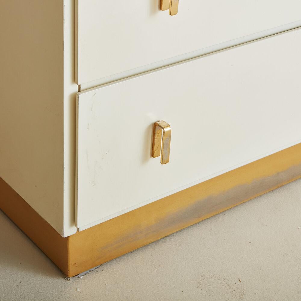 White Dresser With Brass Details by Luciano Frigerio for Frigerio DI Desio 3