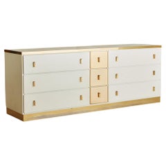 White Dresser With Brass Details by Luciano Frigerio for Frigerio DI Desio