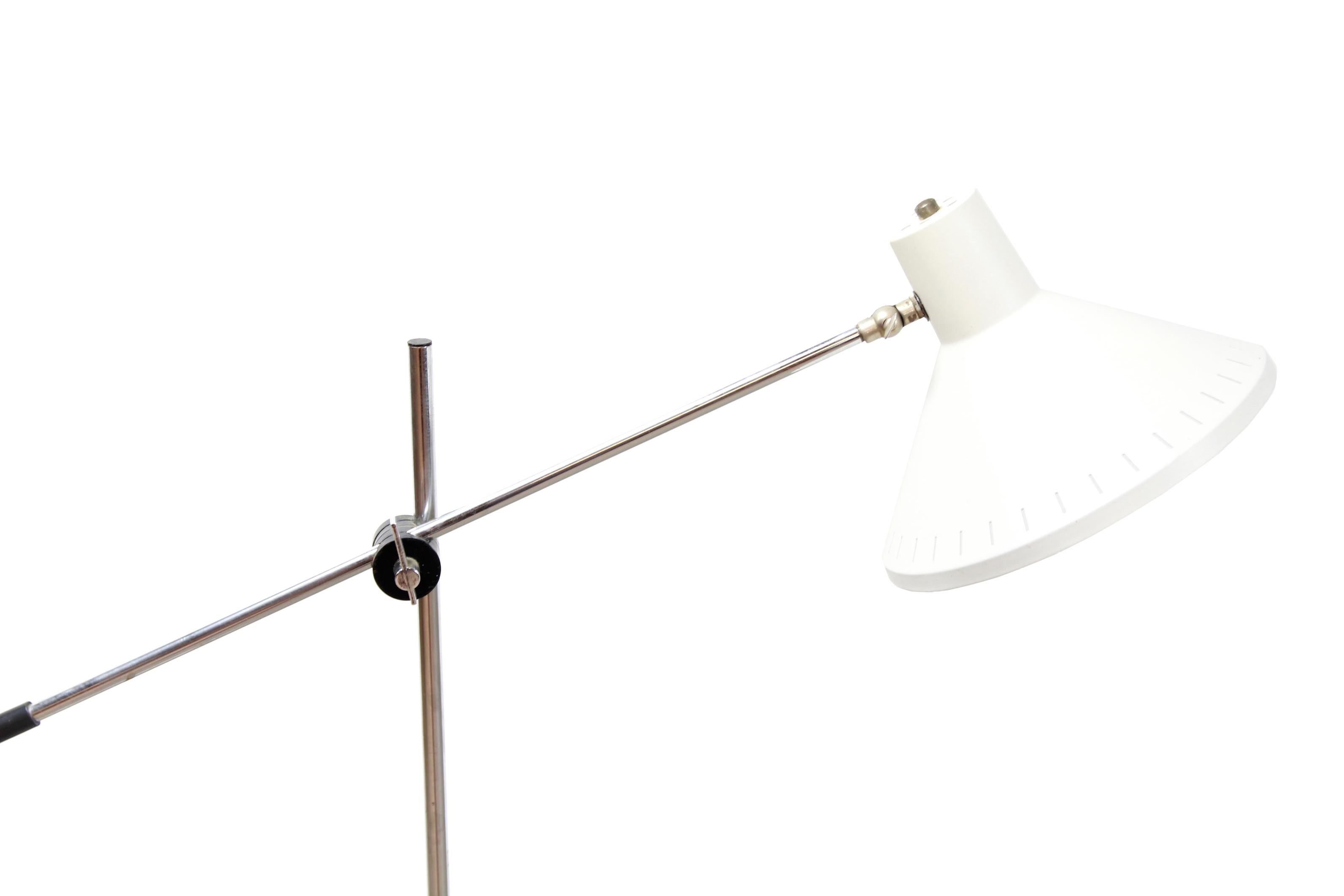 Mid-Century Modern White Dutch Design Floor Lamp by J. Hoogervorst for Anvia, 1960s