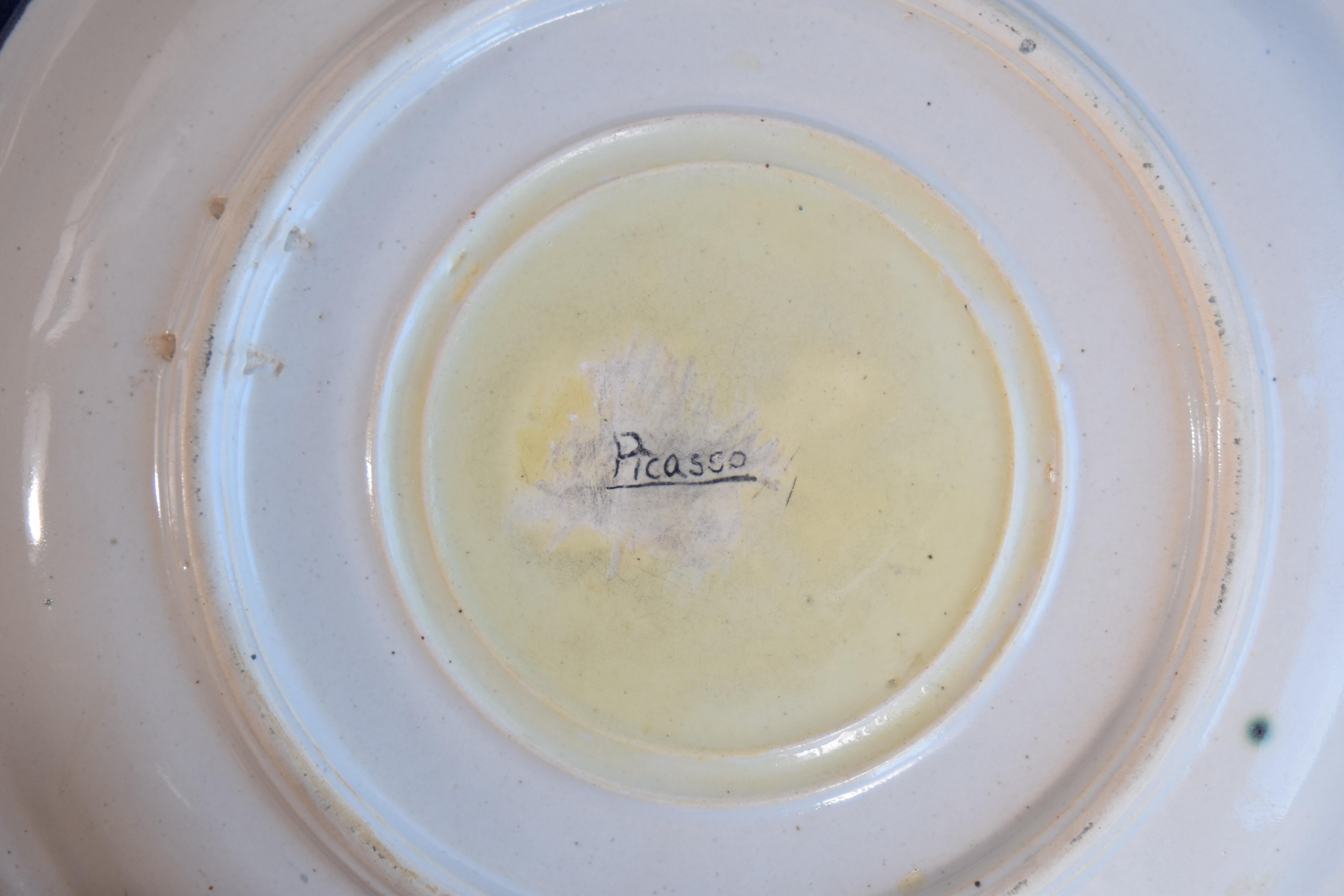 White Earthenware Charger Signed Picasso For Sale 2