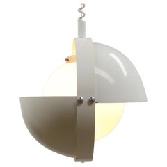 Vintage White “Eclipse” Pull Down Pendant by Dijkstra Lampen 70s