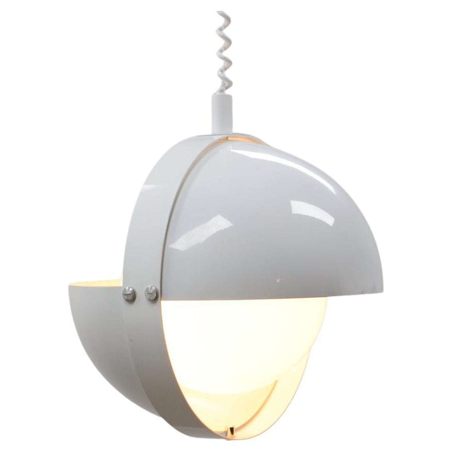 White “Eclipse” Pull Down Pendant by Dijkstra Lampen 70s For Sale at 1stDibs