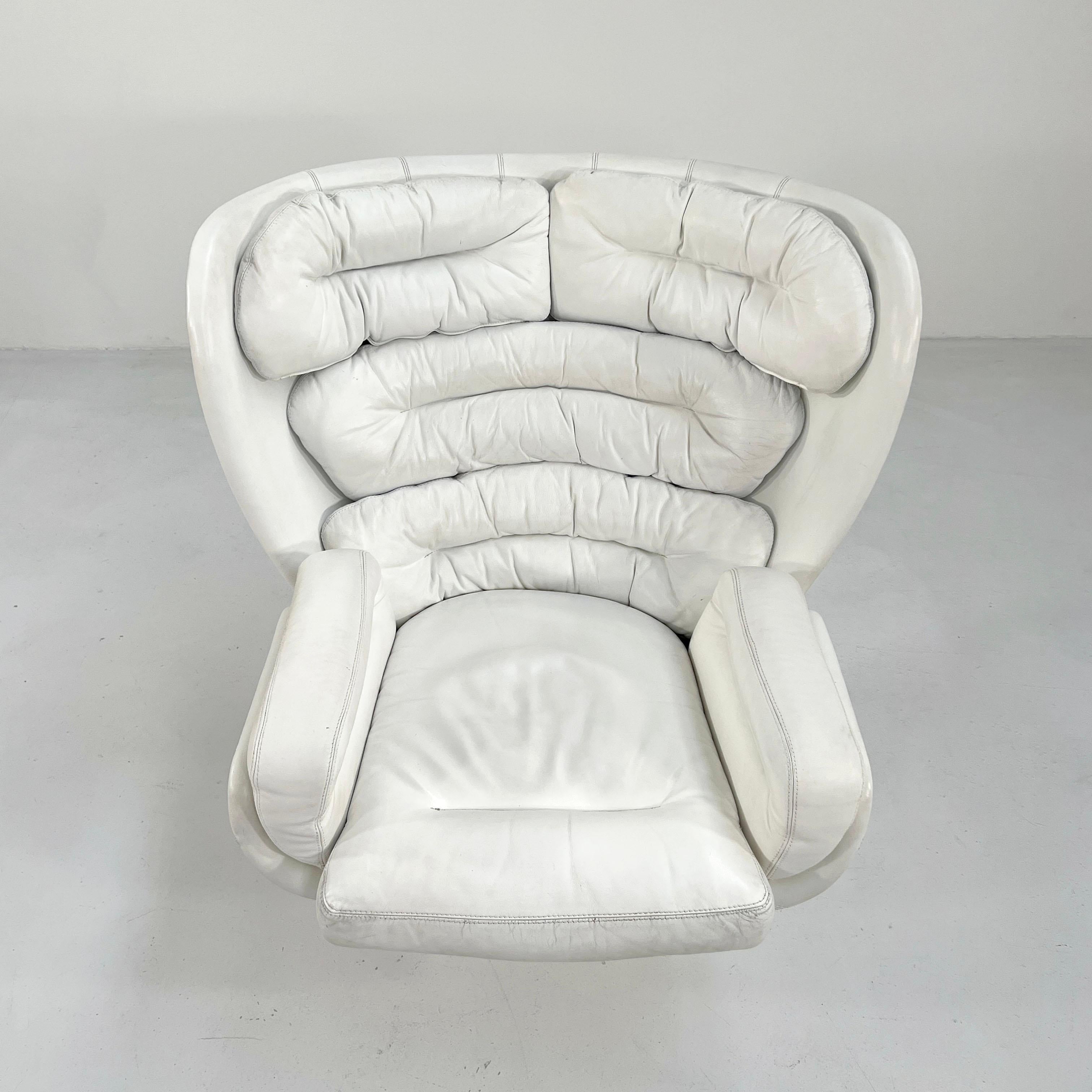 Mid-Century Modern White Elda Lounge Chair by Joe Colombo for Comfort, 1960s