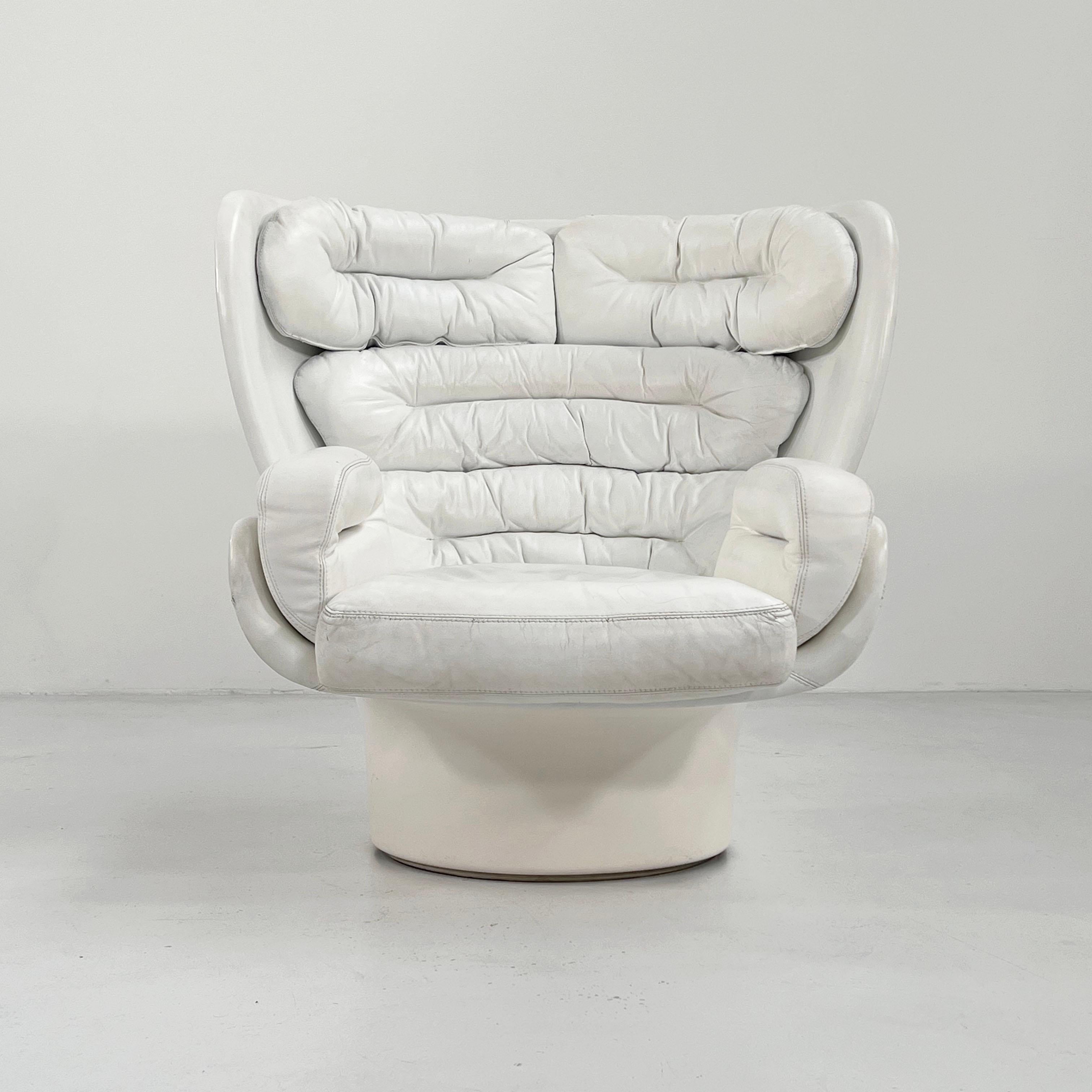 Italian White Elda Lounge Chair by Joe Colombo for Comfort, 1960s
