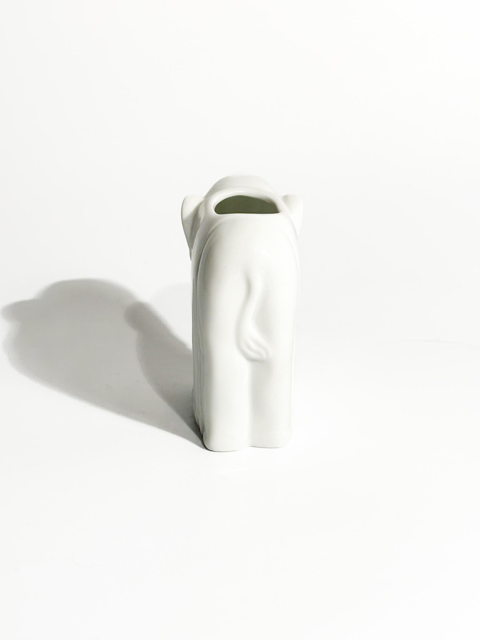 Porcelain White Elephant Vase Re-edition by Gio Ponti for Richard Ginori 1980s For Sale