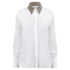 White Embellished Collar Shirt Size M