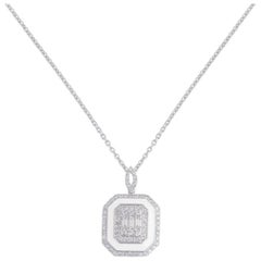 White Enamel 14 Karat Gold Diamond Pendant Necklace