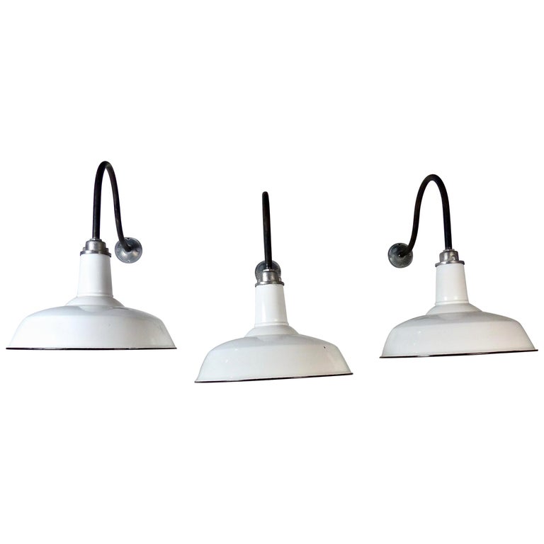 White Enamel Benjamin Lights With Black Trim Circa White Enamel Benjamin Lights