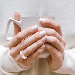 White Enamel Diamond 18 Karat Gold Ring