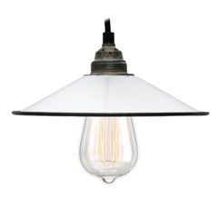 White Enamel French Vintage Industrial Pendant Light